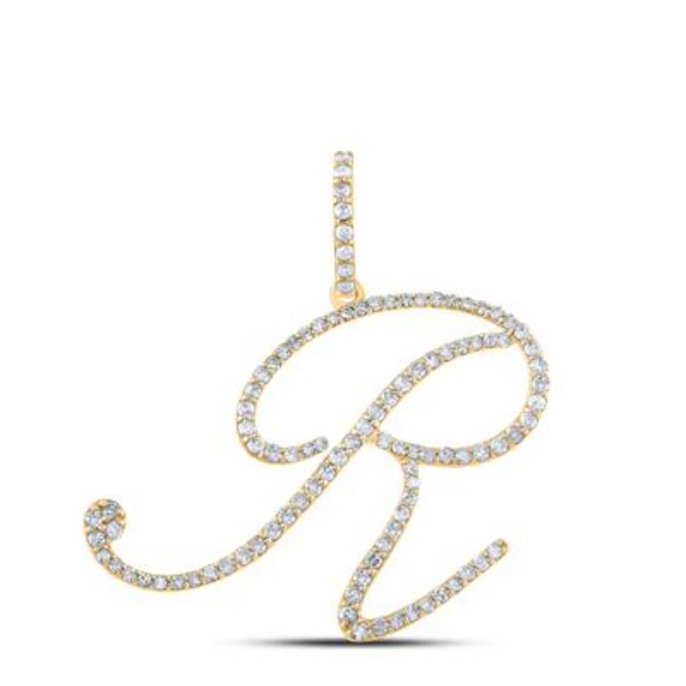 10k Solid Yellow Gold R initial Diamond Pendant, FREE APPRAISAL, Natural Diamond - Picture 6 of 6